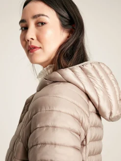 Sale Joules Bramley Showerproof Long Packable Padded Coat Pearl