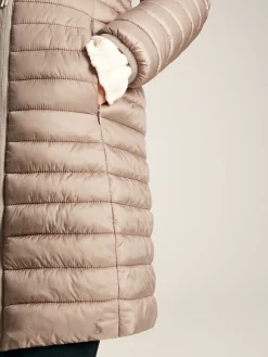 Sale Joules Bramley Showerproof Long Packable Padded Coat Pearl