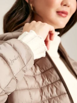 Sale Joules Bramley Showerproof Long Packable Padded Coat Pearl