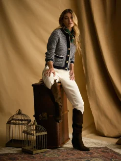 Hot Joules Bridget Button Through Textured Cardigan Navy