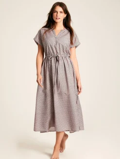 New Joules Brooke Printed Beach Dress Green/Pink