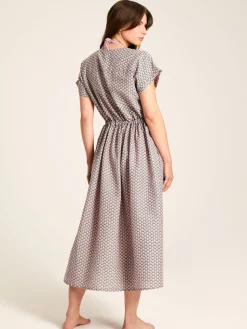 New Joules Brooke Printed Beach Dress Green/Pink