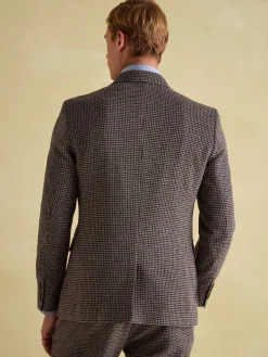 Discount Joules Slim Fit Dogtooth Texture Suit Jacket Brown