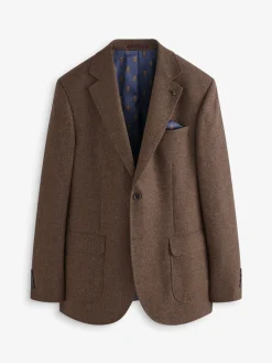 Hot Joules Slim Fit Texture Suit Jacket Brown