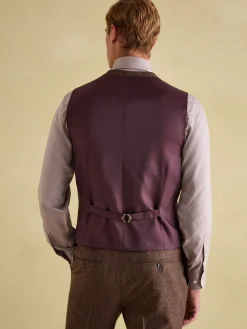 Outlet Joules Slim Fit Texture Suit Waistcoat Brown