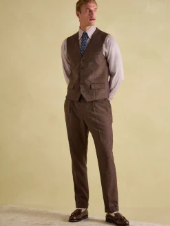 Outlet Joules Slim Fit Texture Suit Waistcoat Brown
