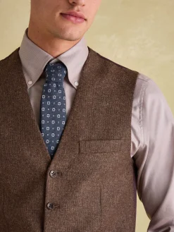 Outlet Joules Slim Fit Texture Suit Waistcoat Brown