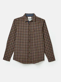 Hot Joules Buchanan Brown & Navy Soft Brushed Cotton Check Shirt Brown&Navy