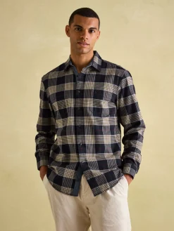 Joules Buchanan Navy Blue Soft Brushed Cotton Check Shirt NavyBlue