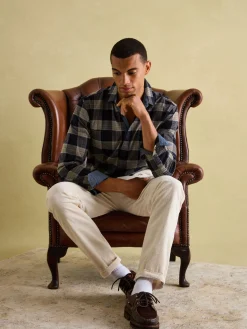 Joules Buchanan Navy Blue Soft Brushed Cotton Check Shirt NavyBlue