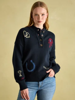 Hot Joules Buckley Horse Embroidered Jumper Navy