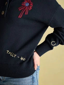 Hot Joules Buckley Horse Embroidered Jumper Navy