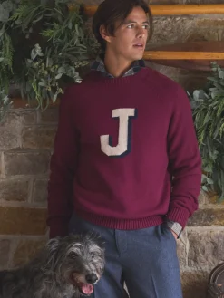 Outlet Joules 'J' Crew Neck Jumper Burgundy