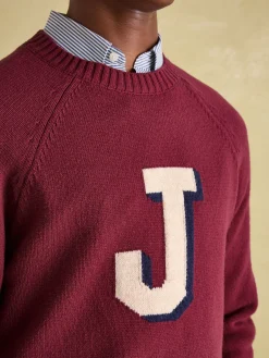 Outlet Joules 'J' Crew Neck Jumper Burgundy