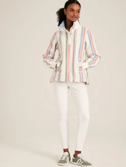 New Joules Burnham Multi Stripe Funnel Neck Quarter Zip Sweatshirt MultiStripe