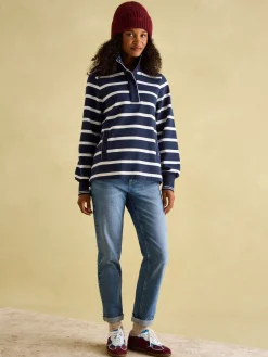 Best Joules Burnham Navy Blue Funnel Neck Quarter Zip Sweatshirt NavyBlue