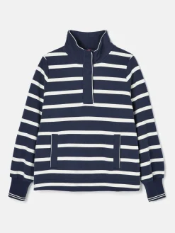 Best Joules Burnham Navy Blue Funnel Neck Quarter Zip Sweatshirt NavyBlue