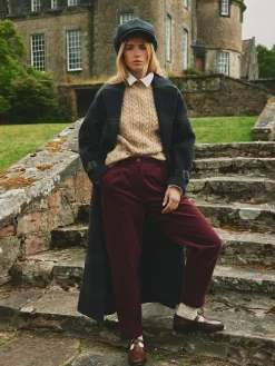 Sale Joules Calla Corduroy Tapered Trousers Burgundy