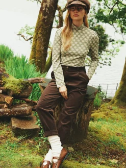 Hot Joules Calla Dark Brown Corduroy Tapered Trousers DarkBrown