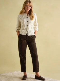 Hot Joules Calla Dark Brown Corduroy Tapered Trousers DarkBrown