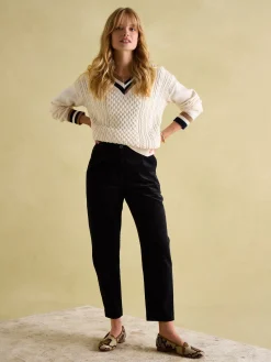 New Joules Calla Corduroy Tapered Trousers Navy