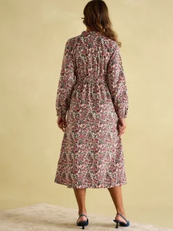 Hot Joules Cara Cream Ditsy Cord Twisted Front Dress CreamDitsy