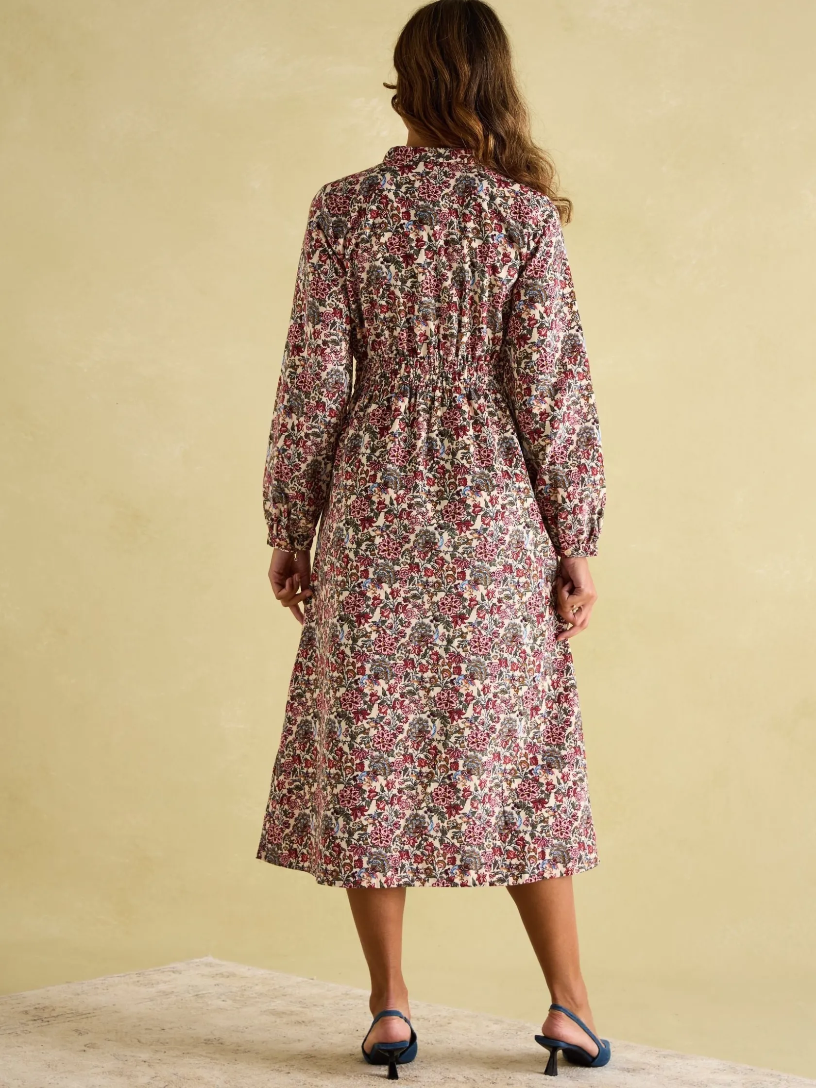 Hot Joules Cara Cream Ditsy Cord Twisted Front Dress CreamDitsy