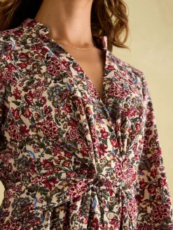 Hot Joules Cara Cream Ditsy Cord Twisted Front Dress CreamDitsy