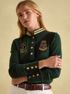 Clearance Joules Carrington Premium Long Sleeve Polo Shirt Green