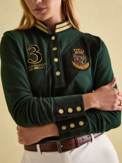 Clearance Joules Carrington Premium Long Sleeve Polo Shirt Green