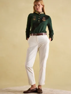 Clearance Joules Carrington Premium Long Sleeve Polo Shirt Green