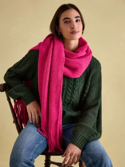 Best Joules Caversham Bright Pink Knitted Scarf BrightPink