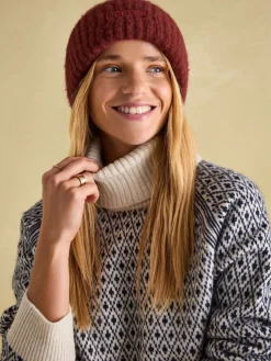 Clearance Joules Caversham Beanie Hat Burgundy