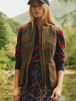 Sale Joules Cawthorne Tweed Gilet Brown