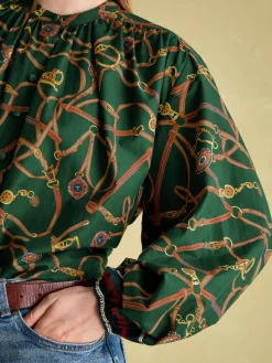 Outlet Joules Cecilia Button Down Blouse Green