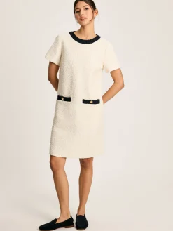 Discount Joules Celeste Mini Boucle Dress Cream