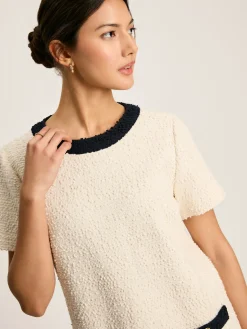 Discount Joules Celeste Mini Boucle Dress Cream