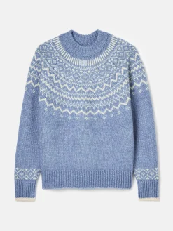 Joules Charlotte Crew Neck Fair Isle Jumper Blue