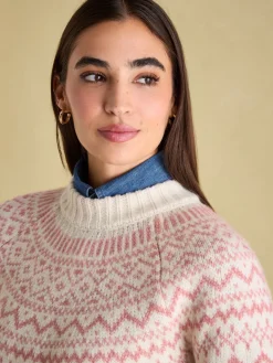 Hot Joules Charlotte Crew Neck Fair Isle Jumper Cream
