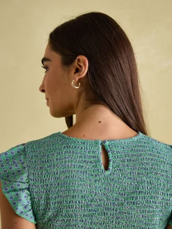 Online Joules Clover Shirred Dress Green