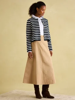 Best Joules Constance Navy & White Striped Cotton Cardigan Navy&White
