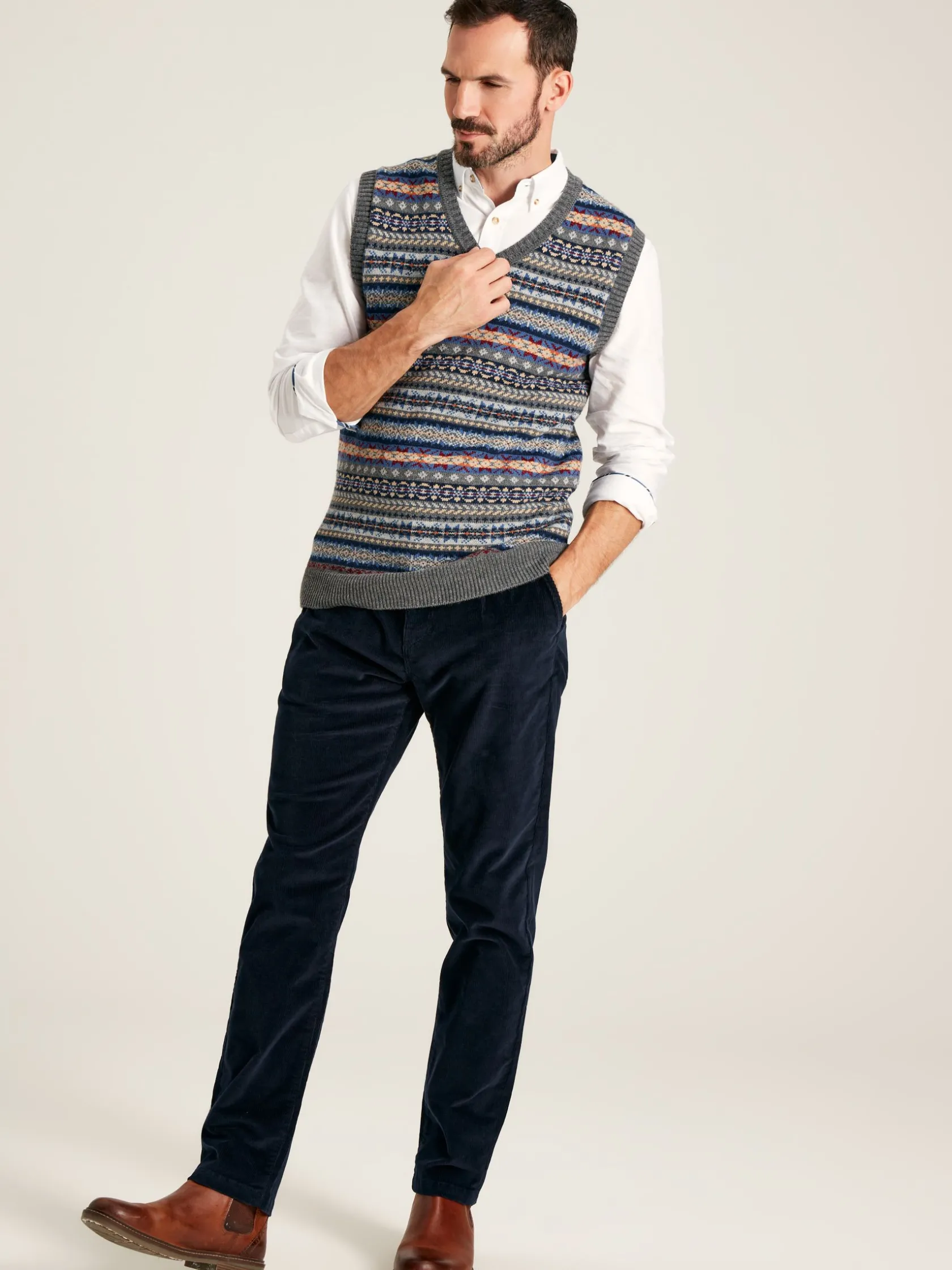 Outlet Joules Cord Navy Blue Straight Leg Corduroy Trousers NavyBlue