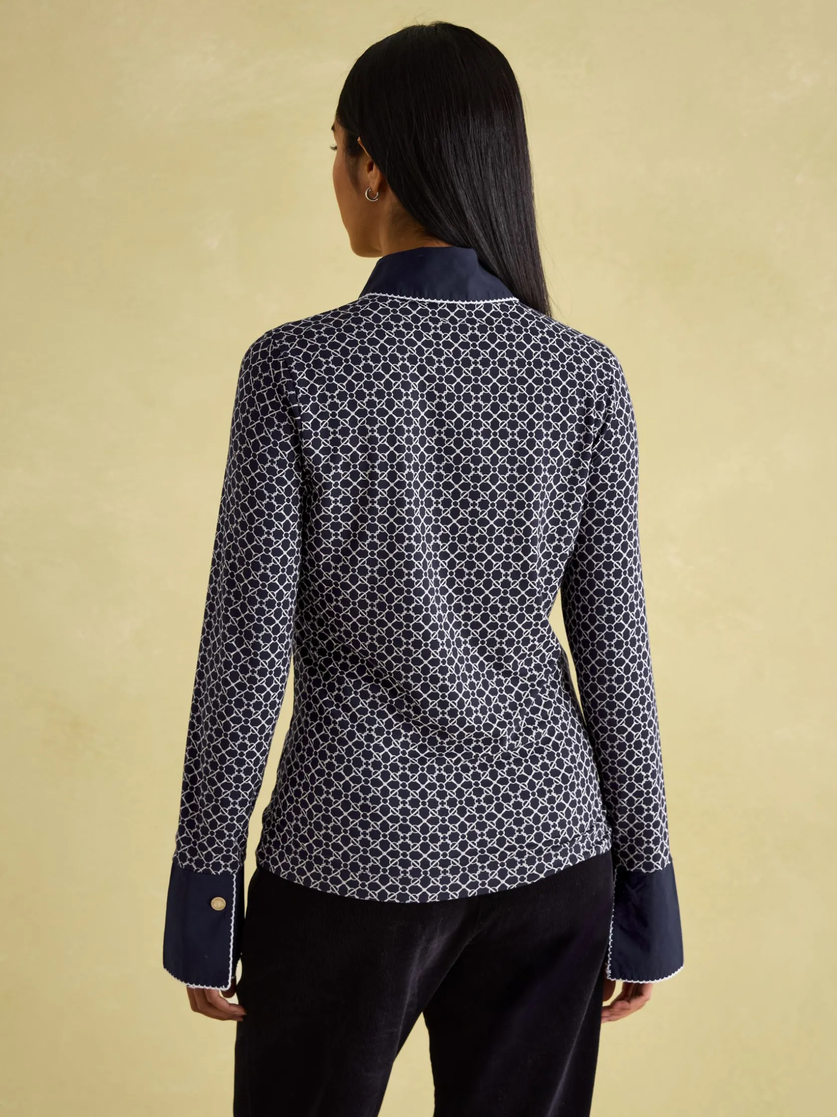 Hot Joules Cordelia Navy geo Long Sleeve Top Navygeo