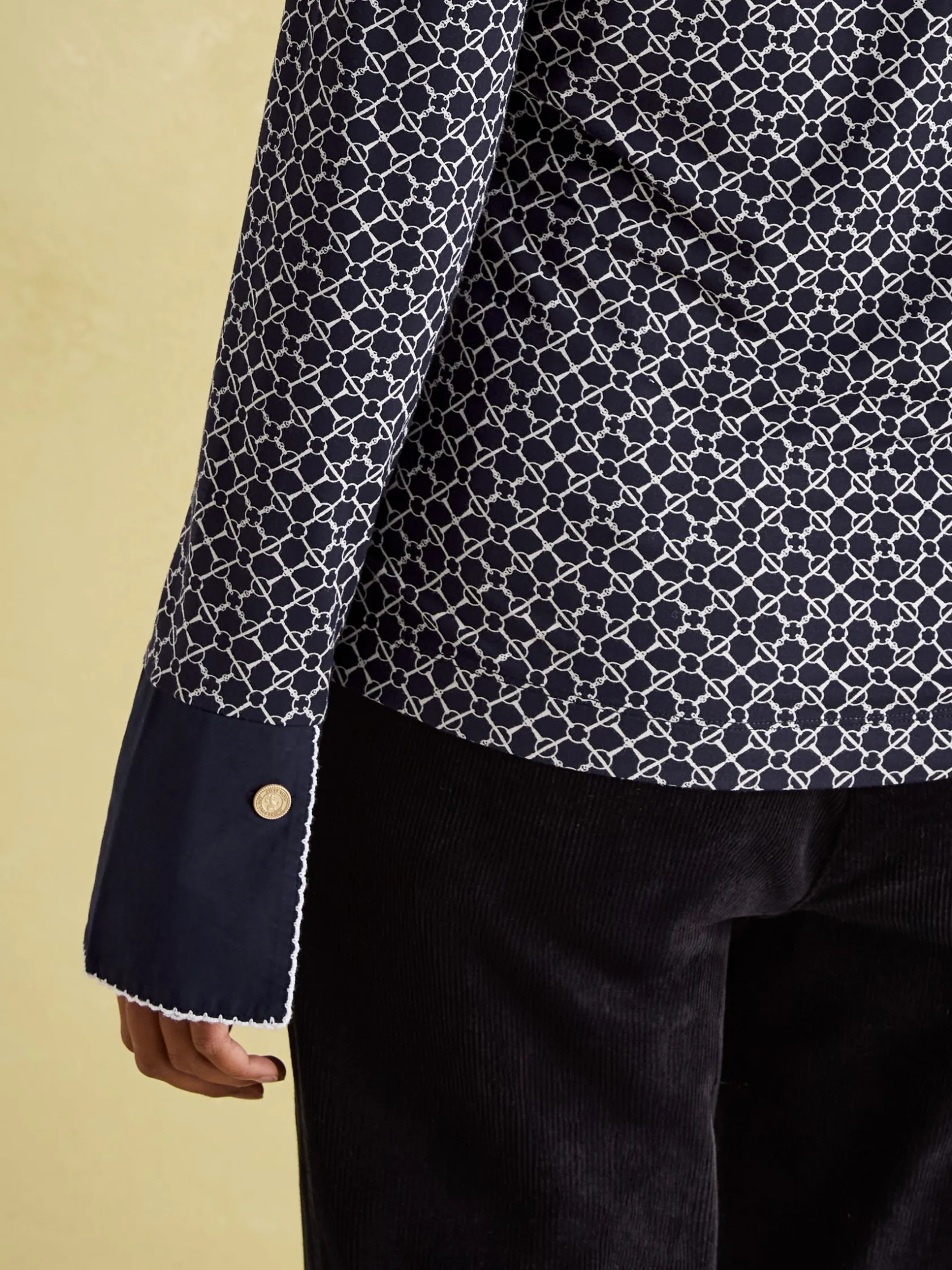 Hot Joules Cordelia Navy geo Long Sleeve Top Navygeo