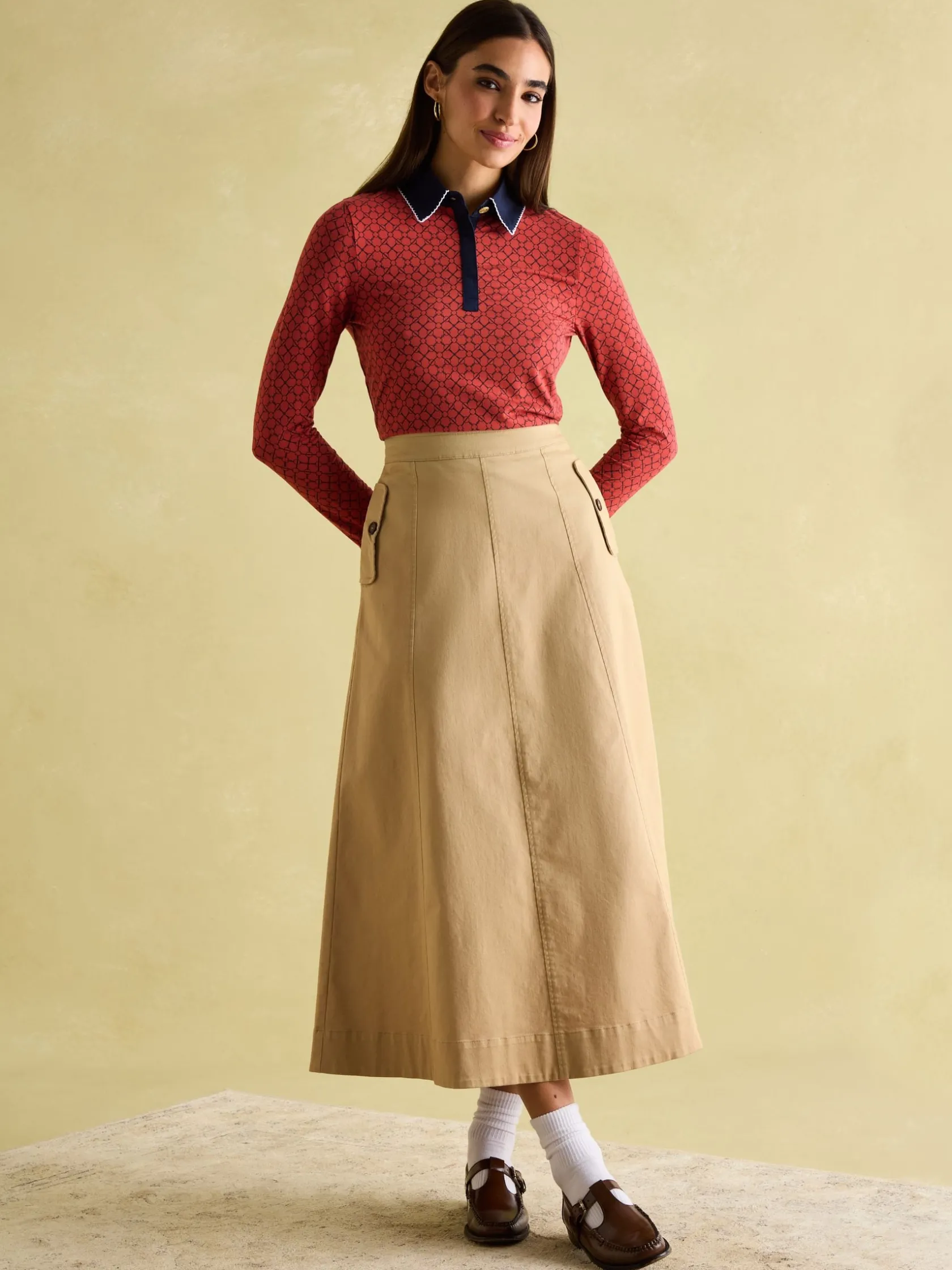 Best Joules Cordelia Red Geo Long Sleeve Top RedGeo