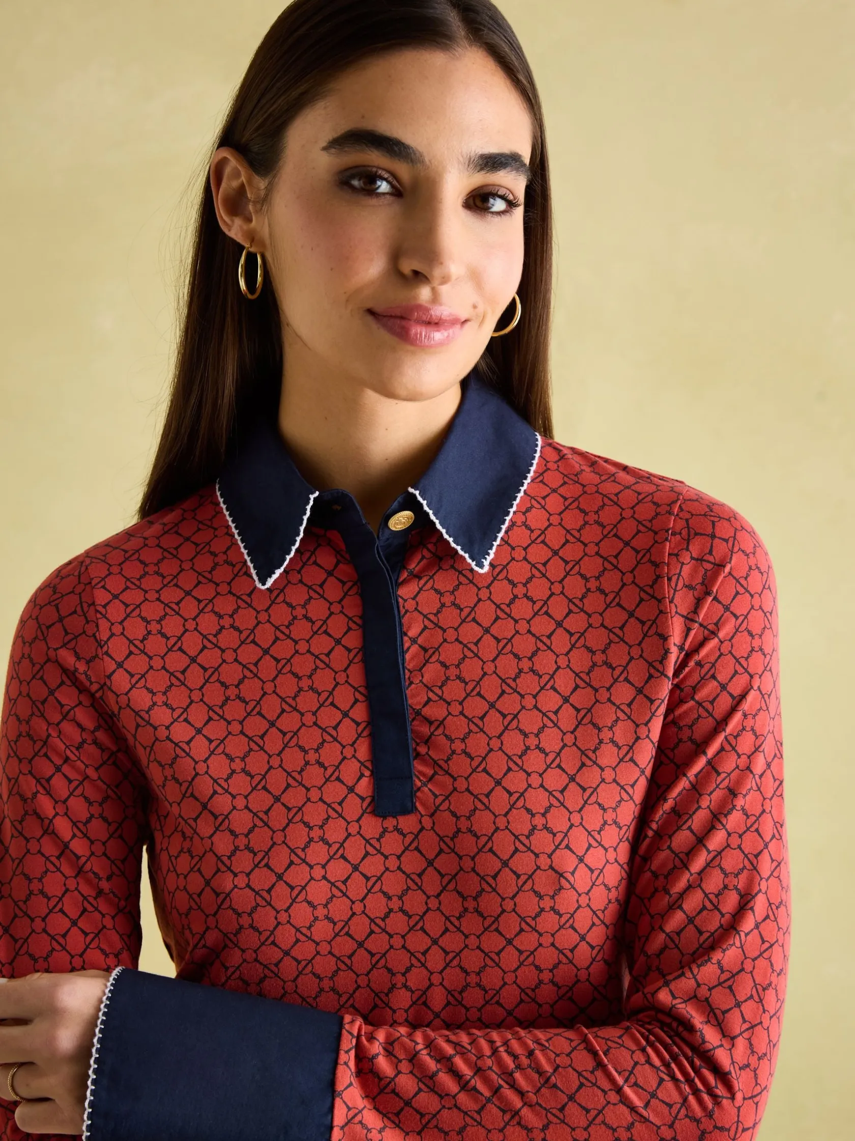 Best Joules Cordelia Red Geo Long Sleeve Top RedGeo