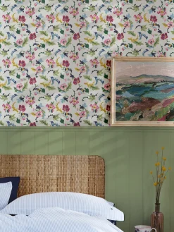 Online Joules Cambridge Painted Floral 10M Wallpaper Cream