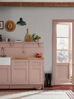 Discount Joules Stately Floral Print 10M Wallpaper Cream/Blue