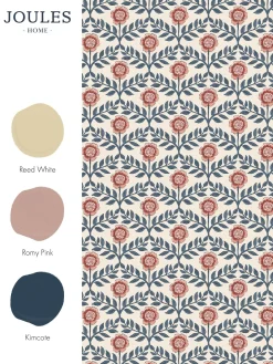 Discount Joules Stately Floral Print 10M Wallpaper Cream/Blue