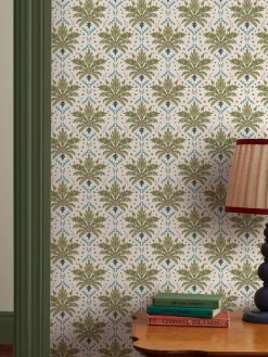 Joules Palm Geo Print 10M Wallpaper Cream/Multi